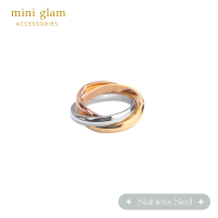 ราคา Miniglam Trinity Metallic Rings เซ็ตแหวนทรีนีตี้เมทัลลิค 3 โทนสี สเตนเลสสตีล (1359798966)