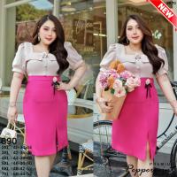 ราคา เดรสงานป้ายสาวอวบ สาวพลัสไซส์ งานมีไซส์ 2XL 7XL อก40 50 Bigsize Peppermint 670 (21760260629)