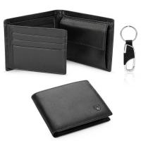 ราคา Genuine Leather Wallet Men Classic Black Soft Purse Coin Pocket Credit Card Holder (19835790409)