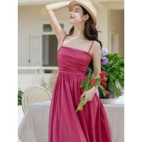 ราคา Zebina เดรสยาวสำหรับเอี๊ยมกระโปรงสีแดงกุหลาบเดรสยาวชุดสายเดี่ยวกระชับสัดส่วนเอวสไตล์ใหม่สำหรับฤดูร้อน (21913071451)