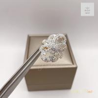 ราคา แหวนเพชรหน้ากว้าง แหวนเพชรทรงดอกไม้ฉลุทรงรี ขนาดฟรีไซต์ (21926594660)