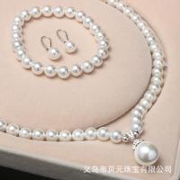ราคา สร้อยคอมุกเปลือกหอยธรรมชาติจี้หยดน้ำหญิง 8 10mm ชุดเครื่องประดับสามชิ้นสำหรับแม่และแฟน (17350446636)