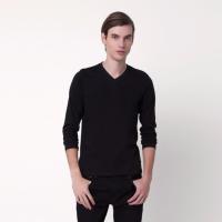 ราคา KOOS เสื้อยืดคอวีแขนยาว เสื้อเปล่า การันตีสีไม่ตกผ้าไม่ย้วย 100 คอตตอน สีดำ (1939078102)