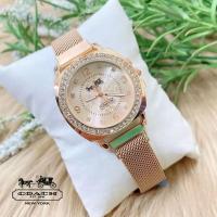 ราคา นาฬิกาข้อมือผู้หญิง ตัวเรือนล้อมคริสตัล สายหนัง ผ้าลาย C พร้อมส่งจากไทย เเถมฟรีถุงฝ้าสีดำสำหรับใส่นาฬิกา (20419931430)