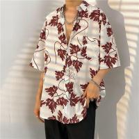 ราคา Suikone เสื้อแขนสั้นฮาวายคอวีสำหรับผู้ชายเสื้อเชิ้ตแขนสั้นมีกระดุมทรงหลวมเสื้อสงกรานต์ (21421959272)