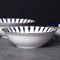 ราคา QIQI จานเซรามิก ชาม ถ้วย มีสไตล์จีนสีน้ำเงิน 3ใบ ชุด (1885162493)