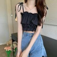 ราคา สายเดี่ยวผูกไหล่ จั๊มเอว ทรงครอปเอวลอย เเต่งระบาย (21429285418)