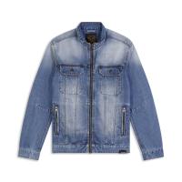 ราคา DAVIE JONES เสื้อแจ็คเก็ตยีนส์ ทรงไบค์เกอร์ สีฟ้า Biker Denim Jacket in Light blue JK0026LB (19872761217)