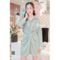 ราคา เดรสแขนยาวจีบหน้าผ้าไหมอิตาลี A002 (13970848677)