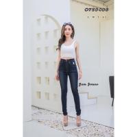 ราคา กางเกงยีนส์ขาเดฟ ผ้าซาร่าสีDeep Blue ฟอกเข้ม งานปักนก เอวสูง งานป้าย Yam s jeans (13578344058)