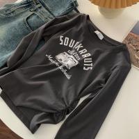 ราคา เสื้อยืดแขนยาวสั้นเก๋ๆสไตล์อเมริกันวินเทจสำหรับผู้หญิงเสื้อยืดเข้ารูปพอดีแดนซ์ฮิปฮอปไม่เหมือนใคร (21622870793)