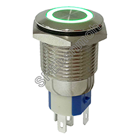 ราคา 1 ชิ้น GQ16 E DZ สวิทช์เหล็ก กดติด กดดับ ไฟวงรอบ 12 V Green สีเขียว สวิทช์เหล็ก สวิทช์โรงงาน สวิทช์คอนโทรล สวิทช์ไฟวงรอบ สวิทช์ไฟโชว์ สวิทช์ปุ่มโลหะ สวิทช์มีไฟ กดติด ปล่อยดับ สวิทช์เหล็กมีไฟ สวิทช์ 5