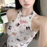 ราคา Sale80 เสื้อกล้ามน่ารัก ลายแมวทั้งตัว แขนเว้าสโลป อกปักหัวใจ (21887107134)
