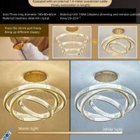 ราคา Stepless Dimming Remote Control Modern LED Crystal Chandeliers Luxury Ring Chandelier Lighting for Stair Dining Room Crystal Lamp Bedroom Light Fixtures (20305974096)