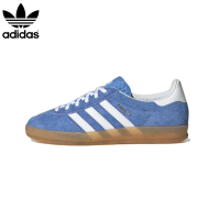 ราคา Adidas Originals Gazelle Lndoor Leather รองเท้าผ้าใบกันลื่นแบบลำลองสำหรับผู้ชายและผู้หญิงสีน้ำเงินสีขาวสีน้ำตาล (21732908331)
