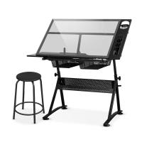 ราคา โต๊ะวาดรูป เขียนแบบ Tempered Glass Drafting Table Drawing Desk โต๊ะทํางานกระจก ปรับระดับความเอียงได้ (21812993584)