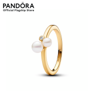 ราคา Pandora Gold plated 14k Duo Treated Freshwater Cultured Pearls Ring (21405782427)