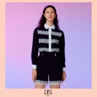 ราคา asv pf23 Darin Lace Shirt เสื้อเชิ้ตผู้หญิง คอปก แขนยาว ตกแต่งผ้าลูกไม้ลายทาง แต่งกระดุมทอง แต่งซาตินปลายแขน (19997536131)