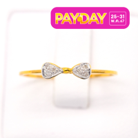 ราคา Happy Jewelry แหวนเพชรของแท้ โบว์บางมินิมอล เพชรแท้เกสร ทองแท้ 9k 37 5 ME755 (21804498972)
