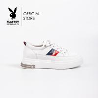 ราคา Playboy รองเท้าผ้าใบผู้หญิง ลิขสิทธิ์แท้ รุ่น ST H241C1155 ดีไซน์หนังดำตัดชมพูปักกระต่าย มี 2 สี สีขาวและชมพู (21412925199)