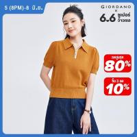 ราคา GIORDANO Women Sweaters 100 Cotton Contrasting Placket Knit Polo Shirts Short Sleeve Summer Fashion Casual Polo Shirts 18354208 (21841361322)