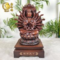 ราคา ประทานพร เจ้าแม่กวนอิม กวนอิมพันมือ มีรัศมี นั่งประทับดอกบัว ปัดเป่าสิ่งชั่วร้าย งานเรซิ่นสีไม้ สูง12 27 นิ้ว (15801603438)