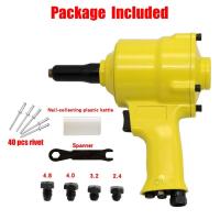ราคา HIFESON นิวเมติก Air Blind Rivet เครื่องมือ Riveter 40 Pcs เล็บอัตโนมัติ POP Riveters โลดโผนชุดเครื่องมือสำหรับ2 4มม 3 2มม 4 2มม 4 8มม เล็บ Rivets เครื่อง Multi Functional ทนทาน Air Power Operated (16