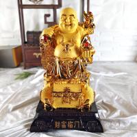 ราคา พระสังกัจจายน์ ยืนหาบเหรียญสีทองติดพลอยแดง ถือก้อนทอง ฐานดำสลักอักษรจีนมงคล FY ขนาดสูง 9 5 15 24 นิ้ว (21014811940)