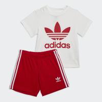 ราคา adidas ไลฟ์สไตล์ ชุดเสื้อยืดและกางเกงขาสั้น Trefoil เด็ก สีแดง IB8639 (21454017513)