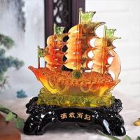 ราคา สวยมาก เรือสำเภามังกรใบทอง สีเขียวหยก มีฐานดำ งานเรซิ่น24K ขนาดสูง 10 นิ้ว (17405027601)