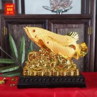 ราคา ปลามังกรทอง คาบเหรียญ ฐานเหรียญทอง งานเรซิ่นพ่นทรายทอง มีมา 2 แบบ แบบคู่และ5 ตัว ปลา ปลามังกร (21446828366)