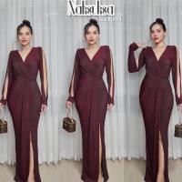 ราคา Dress สวยหรู hisoสุดๆ รุ่น Luxury ชุดออกงาน เพื่อนเจ้าสาว Vi5039 ผ้ากลิตเตอร์ วิ้งๆ (21928721395)
