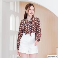 ราคา เสื้อทำงาน Maristar No 2090 เสื้อแขนยาวพิมพ์ลาย Printed Long Sleeve Blouse (19744641477)