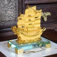 ราคา เรือสำเภาหัวมังกรคู่สีทองพ่นทราย สีขาว เสริมการค้า ให้มั่งคั่ง ไร้อุปสรรค งานเรซิ่นพ่นทรายทอง สูง 5 5 11 นิ้ว (11276264226)