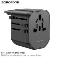 ราคา ใหม่ BOROFONE BAC1 ชุดหัวชาร์จปลั๊กแปลงแรงดัน ปลั๊กชาร์จ 2USB 1SOCKET Travel dual port universal conversion charger (21724672965)
