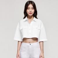 ราคา Closet Crush เสื้อเชิ้ตแขนสั้นโอเวอร์ไซส์ สีขาว (21790706136)