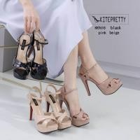 ราคา พร้อมส่ง รองเท้าส้นสูง 5 นิ้ว เสริมหน้า 1 5 นิ้ว หน้าไขว้ หนังพียู รัดข้อ เกร๋ๆ (21756353165)