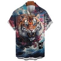 ราคา 2567เสื้อเชิ้ตแขนสั้นสำหรับผู้ชายเสื้อเชิ้ตลำลองพิมพ์ลายสัตว์เสือสำหรับผู้ชายใส่ในฤดูร้อน (21161675367)