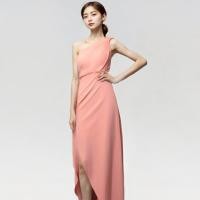 ราคา พร้อมส่ง Closet Crush เดรสยาวปาดไหล่ผ่าข้าง สีชมพูอ่อน (21388842736)