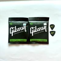 ราคา คู่ 2 ชุดสายกีตาร์โปร่ง gibson set 2 ชุดราคาสุดคุ้มสุดประหยัดแถมฟรีปิ๊กกีตาร์ 2ตัว สายกีต้าร์คุณภาพดีมาตรฐานพร้อมส่งจากไทย (21760291930)