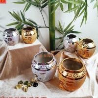 ราคา ของไหว้เจ้า โอ่งน้ำ ลายจีน ใส่น้ำมนต์ไหว้เจ้า สีเงิน และสีทองพ่นทราย มีทั้งแบบ เดี่ยว และแบบคู่ หลายขนาด (20411307968)