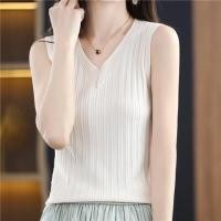 ราคา Plus Size S 3XL Womens Knitted Tanks Sleeveless Pure Color V neck Female Camisoles Fashion White Black Summer Crop Tops (21920855974)