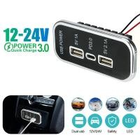 ราคา KEBETEME ช่องเสียบที่ชาร์จ USB สำหรับ QC3 0รถยนต์ที่ชาร์จแบตในรถ PD สำหรับรถมอเตอร์ไซด์12V 24V ATV RV เรือรถบัสรถ UTV (21399188759)