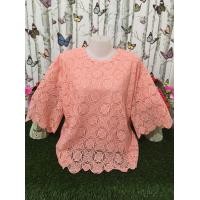 ราคา เสื้อลูกไม้ เสื้อลูกไม้แขนสามส่วน เสื้อ เสื้อผู้หญิง เสื้อผ้าคนอ้วน เสื้อสาวอวบ เสื้อออกงาน เสื้อใส่เที่ยว รุ่น5205บัวตอง (17019270868)