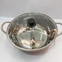 ราคา หม้อสุกี้ หม้อชาบู สแตนเลส แบบ2ช่อง พร้อมฝาแก้ว (9984458454)
