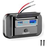 ราคา KEBETEME ช่องเสียบที่ชาร์จ USB สำหรับ QC3 0รถยนต์ที่ชาร์จแบตในรถ PD สำหรับรถมอเตอร์ไซด์12V 24V ATV RV เรือรถบัสรถ UTV (21125081992)