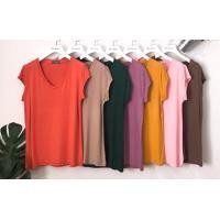 ราคา เสื้อยืดคอยูวีแขนเต๋อ งานป้ายtopshop แฟชั่นผู้หญิง (19395030363)