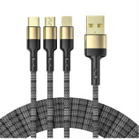 ราคา สายชาร์จ 3in1 รุ่น KN0 3215ยาว 1 2 เมตร ชาร์จเร็ว5A ชาร์จได้ 3แบบ มีหัว Micro Lightning TYPE C สายเชือกถัก ทนทาน (13548754091)