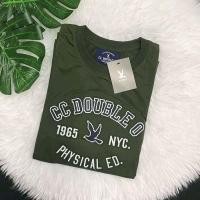 ราคา เสื้อยืดแขนสั้น CC DOUBLE O งานปัก งานป้าย cotton 100 ทรงตรงใส่ได้ชาย หญิง S M L XL No 58 (20102580937)