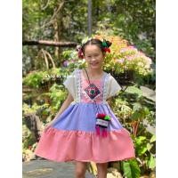 ราคา เดรสผ้าฝ้าย เดรสพื้นเมืองเด็ก ชุดเด็กดอย ชุดชาวเขา โทนสีพาสเทล ผ้านุ่มสีไม่ตก (21819105443)